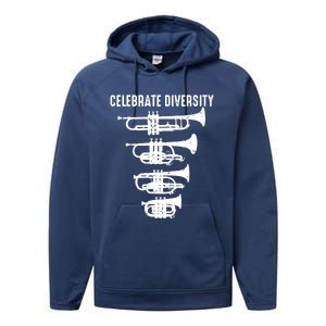 Cool Celebrate Diversity Trumpet Gift Cute Flugelhorn Cornet Performance Fleece Hoodie