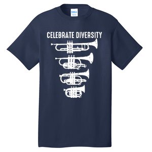 Cool Celebrate Diversity Trumpet Gift Cute Flugelhorn Cornet Tall T-Shirt