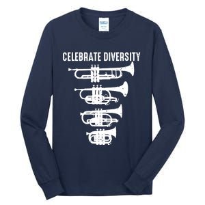 Cool Celebrate Diversity Trumpet Gift Cute Flugelhorn Cornet Tall Long Sleeve T-Shirt