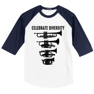 Cool Celebrate Diversity Trumpet Gift Cute Flugelhorn Cornet Baseball Sleeve Shirt