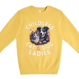 Childless Cat & Dog Ladies Voting For Kamala President 2024 Premium Crewneck Sweatshirt