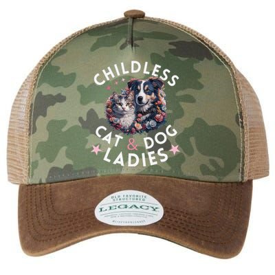 Childless Cat & Dog Ladies Voting For Kamala President 2024 Legacy Tie Dye Trucker Hat