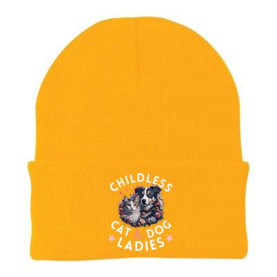 Childless Cat & Dog Ladies Voting For Kamala President 2024 Knit Cap Winter Beanie