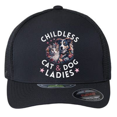 Childless Cat & Dog Ladies Voting For Kamala President 2024 Flexfit Unipanel Trucker Cap