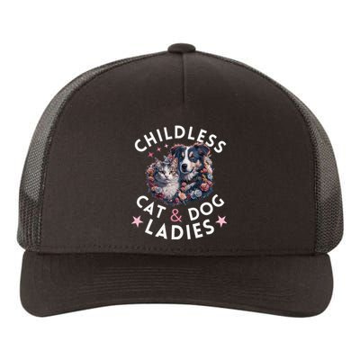 Childless Cat & Dog Ladies Voting For Kamala President 2024 Yupoong Adult 5-Panel Trucker Hat