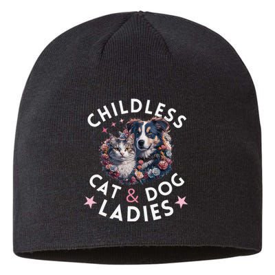 Childless Cat & Dog Ladies Voting For Kamala President 2024 Sustainable Beanie