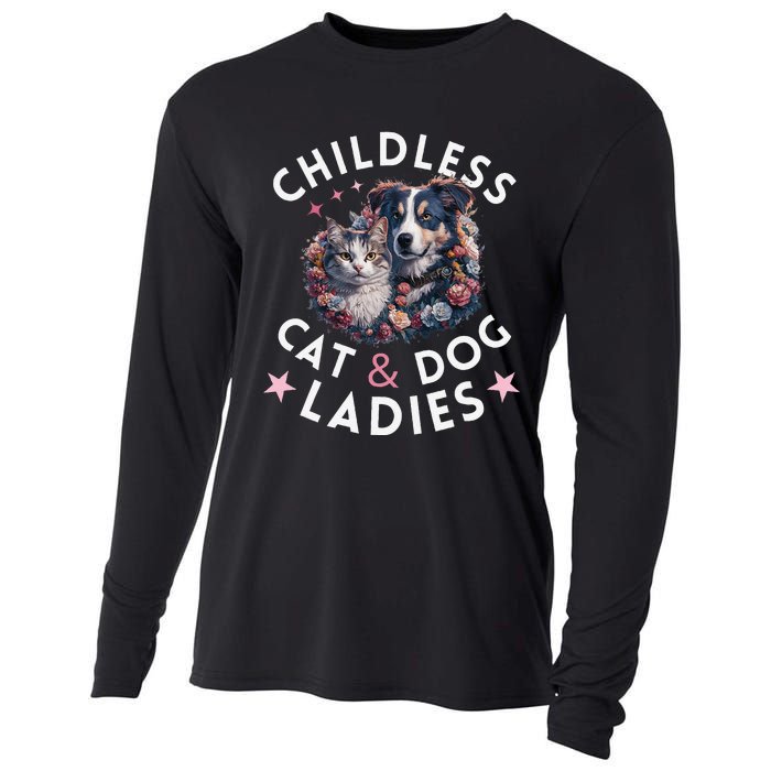 Childless Cat & Dog Ladies Voting For Kamala President 2024 Cooling Performance Long Sleeve Crew