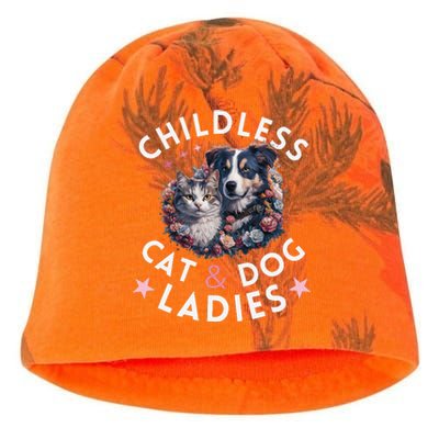 Childless Cat & Dog Ladies Voting For Kamala President 2024 Kati - Camo Knit Beanie