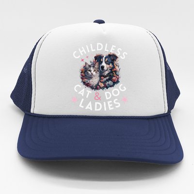 Childless Cat & Dog Ladies Voting For Kamala President 2024 Trucker Hat