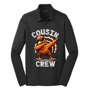 Cousin Crew Dabbing Turkey Thanksgiving Celebration Cute Gift Silk Touch Performance Long Sleeve Polo