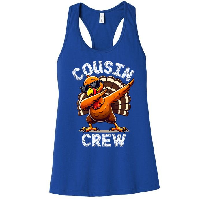 Cousin Crew Dabbing Turkey Thanksgiving Celebration Cute Gift Women's Racerback Tank