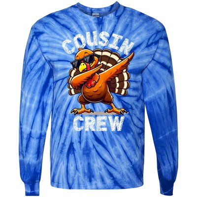 Cousin Crew Dabbing Turkey Thanksgiving Celebration Cute Gift Tie-Dye Long Sleeve Shirt