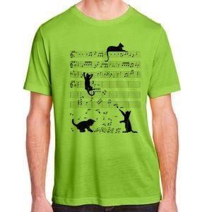 Cute Cat Distressed Music Notes Kitty Piano Musician Meaningful Gift Adult ChromaSoft Performance T-Shirt