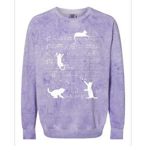 Cute Cat Distressed Music Notes Kitty Piano Musician Meaningful Gift Colorblast Crewneck Sweatshirt