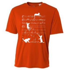 Cute Cat Distressed Music Notes Kitty Piano Musician Meaningful Gift Cooling Performance Crew T-Shirt