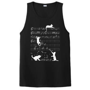 Cute Cat Distressed Music Notes Kitty Piano Musician Meaningful Gift PosiCharge Competitor Tank