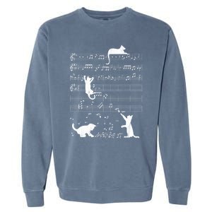 Cute Cat Distressed Music Notes Kitty Piano Musician Meaningful Gift Garment-Dyed Sweatshirt