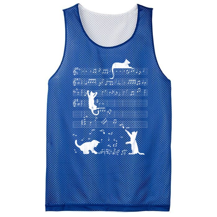 Cute Cat Distressed Music Notes Kitty Piano Musician Meaningful Gift Mesh Reversible Basketball Jersey Tank