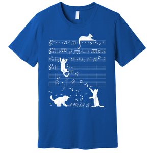 Cute Cat Distressed Music Notes Kitty Piano Musician Meaningful Gift Premium T-Shirt