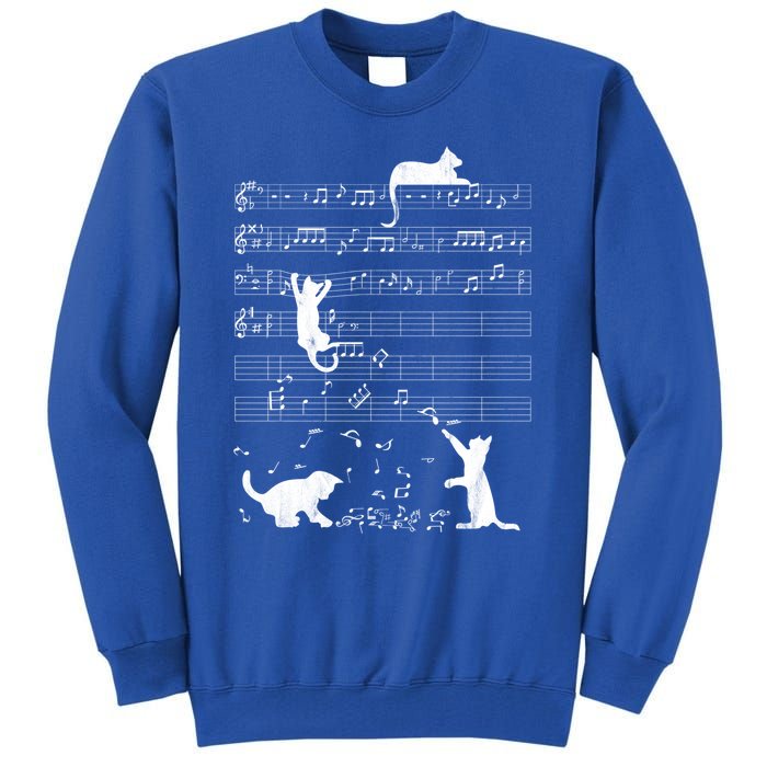 Cute Cat Distressed Music Notes Kitty Piano Musician Meaningful Gift Tall Sweatshirt