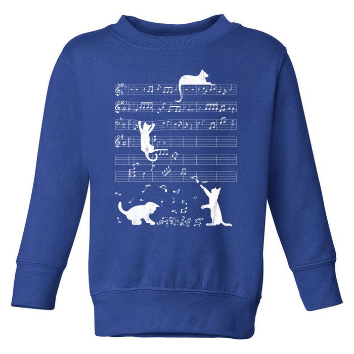 Cute Cat Distressed Music Notes Kitty Piano Musician Meaningful Gift Toddler Sweatshirt