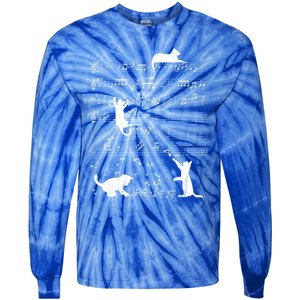 Cute Cat Distressed Music Notes Kitty Piano Musician Meaningful Gift Tie-Dye Long Sleeve Shirt