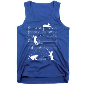 Cute Cat Distressed Music Notes Kitty Piano Musician Meaningful Gift Tank Top