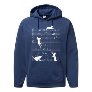 Cute Cat Distressed Music Notes Kitty Piano Musician Meaningful Gift Performance Fleece Hoodie