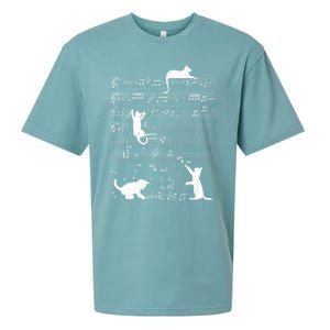 Cute Cat Distressed Music Notes Kitty Piano Musician Meaningful Gift Sueded Cloud Jersey T-Shirt