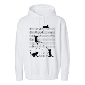 Cute Cat Distressed Music Notes Kitty Piano Musician Meaningful Gift Garment-Dyed Fleece Hoodie