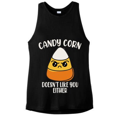 Candy Corn Doesnt Like You Either Funny Halloween Ladies PosiCharge Tri-Blend Wicking Tank