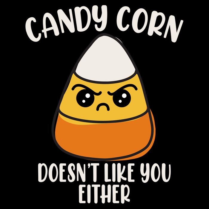 Candy Corn Doesnt Like You Either Funny Halloween Flat Bill Trucker Hat