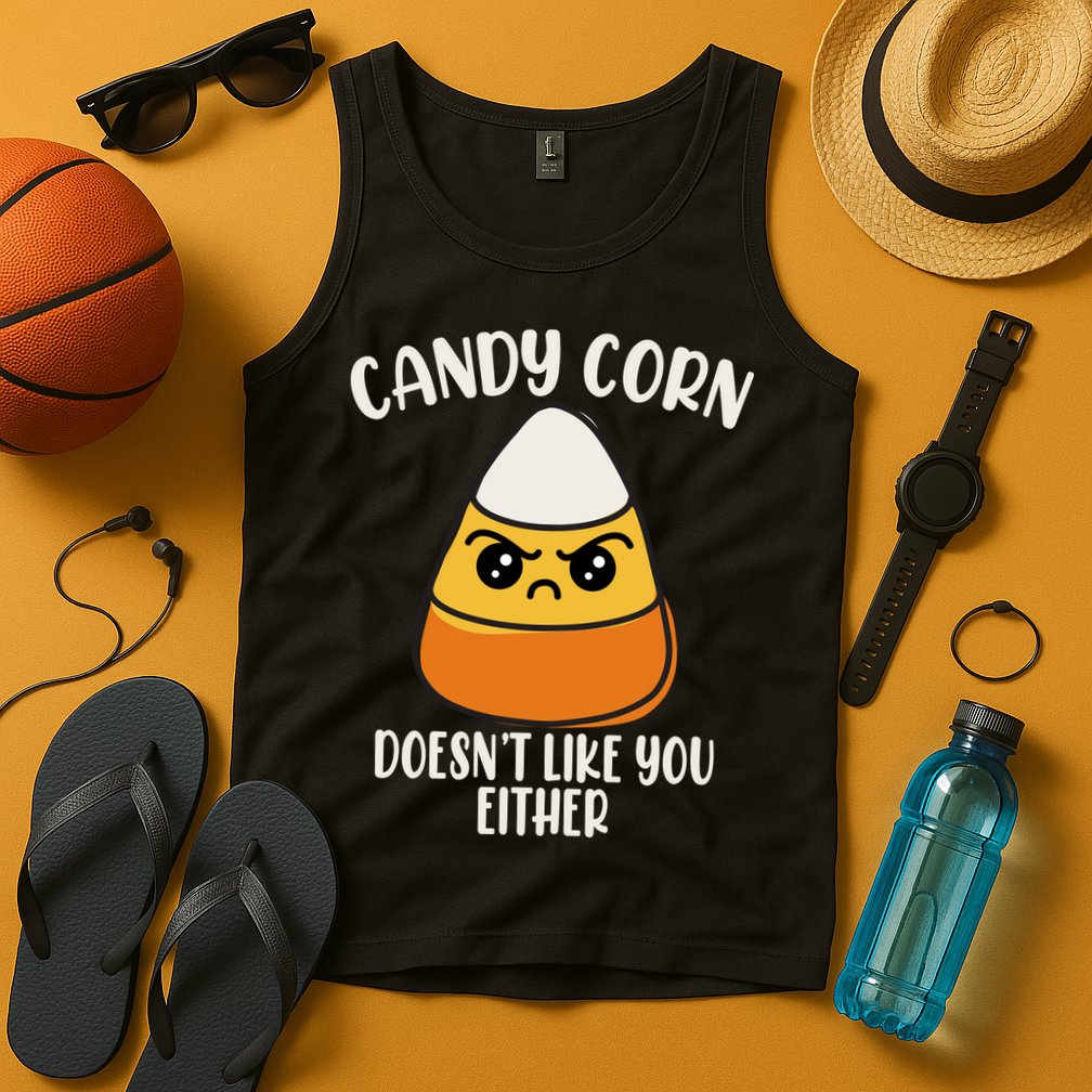 Candy Corn Doesnt Like You Either Funny Halloween Tank Top