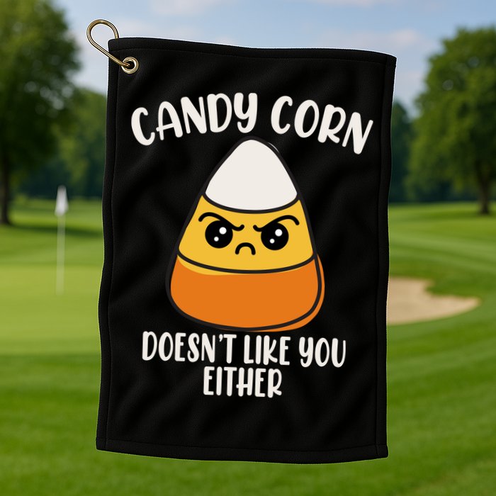 Candy Corn Doesnt Like You Either Funny Halloween Golf Towel