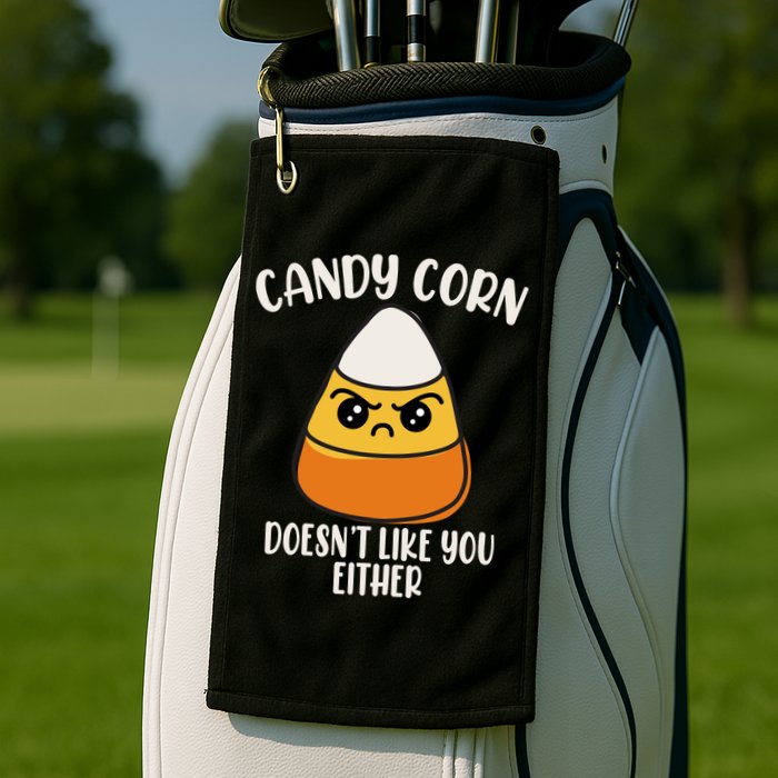 Candy Corn Doesnt Like You Either Funny Halloween Golf Towel