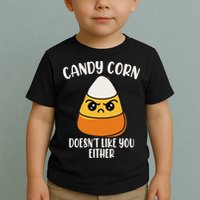 Candy Corn Doesnt Like You Either Funny Halloween Toddler T-Shirt