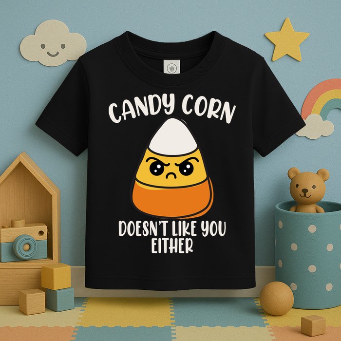 Candy Corn Doesnt Like You Either Funny Halloween Toddler T-Shirt