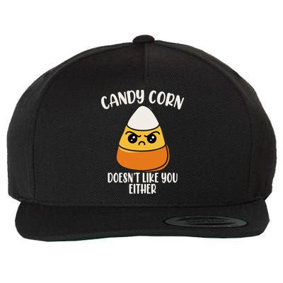 Candy Corn Doesnt Like You Either Funny Halloween Wool Snapback Cap