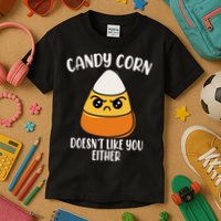 Candy Corn Doesnt Like You Either Funny Halloween Kids T-Shirt