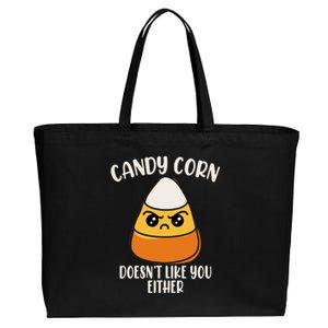 Candy Corn Doesnt Like You Either Funny Halloween Cotton Canvas Jumbo Tote