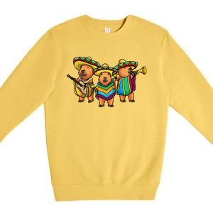 Capybara Cinco De Mayo Mexican Band Musician Women Premium Crewneck Sweatshirt