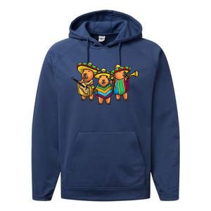 Capybara Cinco De Mayo Mexican Band Musician Women Performance Fleece Hoodie