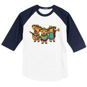 Capybara Cinco De Mayo Mexican Band Musician Women Baseball Sleeve Shirt