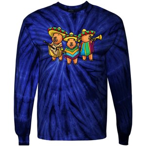 Capybara Cinco De Mayo Mexican Band Musician Women Tie-Dye Long Sleeve Shirt