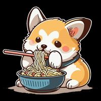 Chubby Corgi Dog Anime Eating Ramen Cute City Backpack