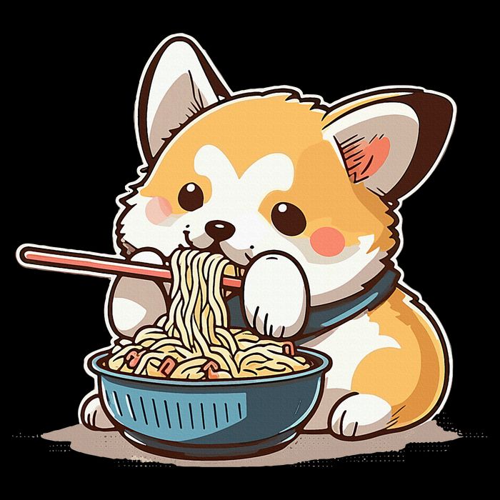 Chubby Corgi Dog Anime Eating Ramen Cute City Backpack