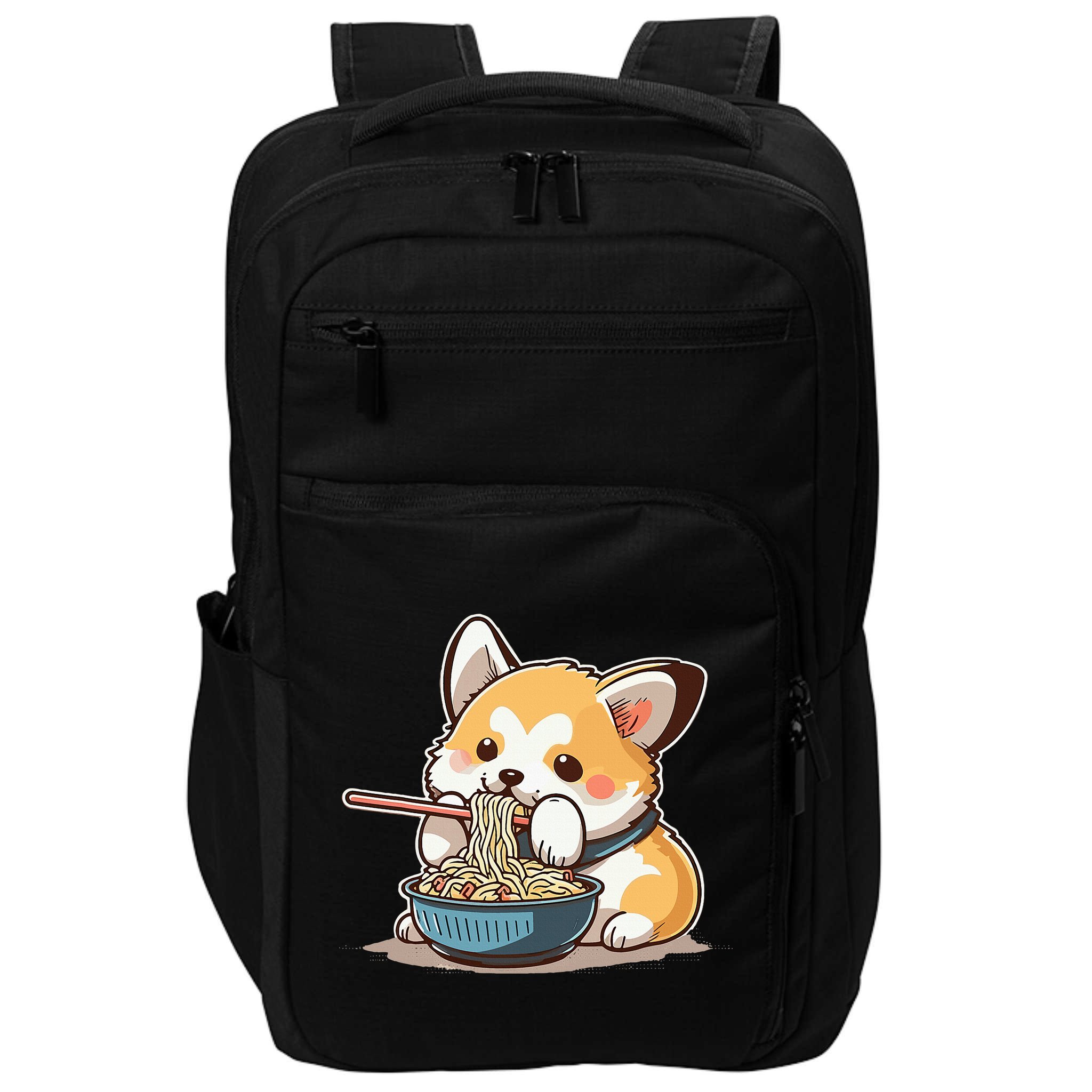 Chubby Corgi Dog Anime Eating Ramen Cute Impact Tech Backpack
