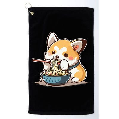 Chubby Corgi Dog Anime Eating Ramen Cute Golf Towel
