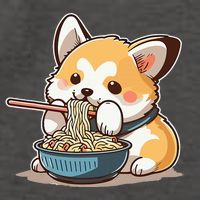 Chubby Corgi Dog Anime Eating Ramen Cute Vector Backpack