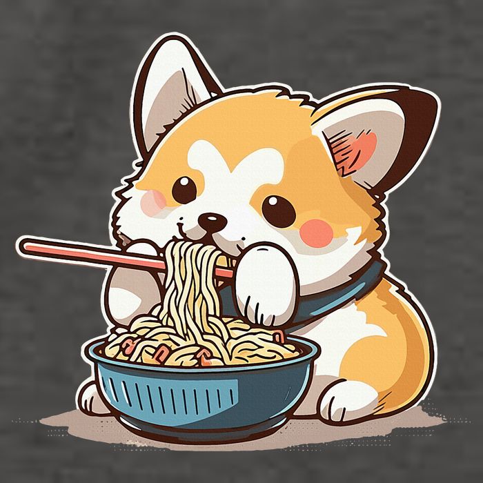 Chubby Corgi Dog Anime Eating Ramen Cute Vector Backpack